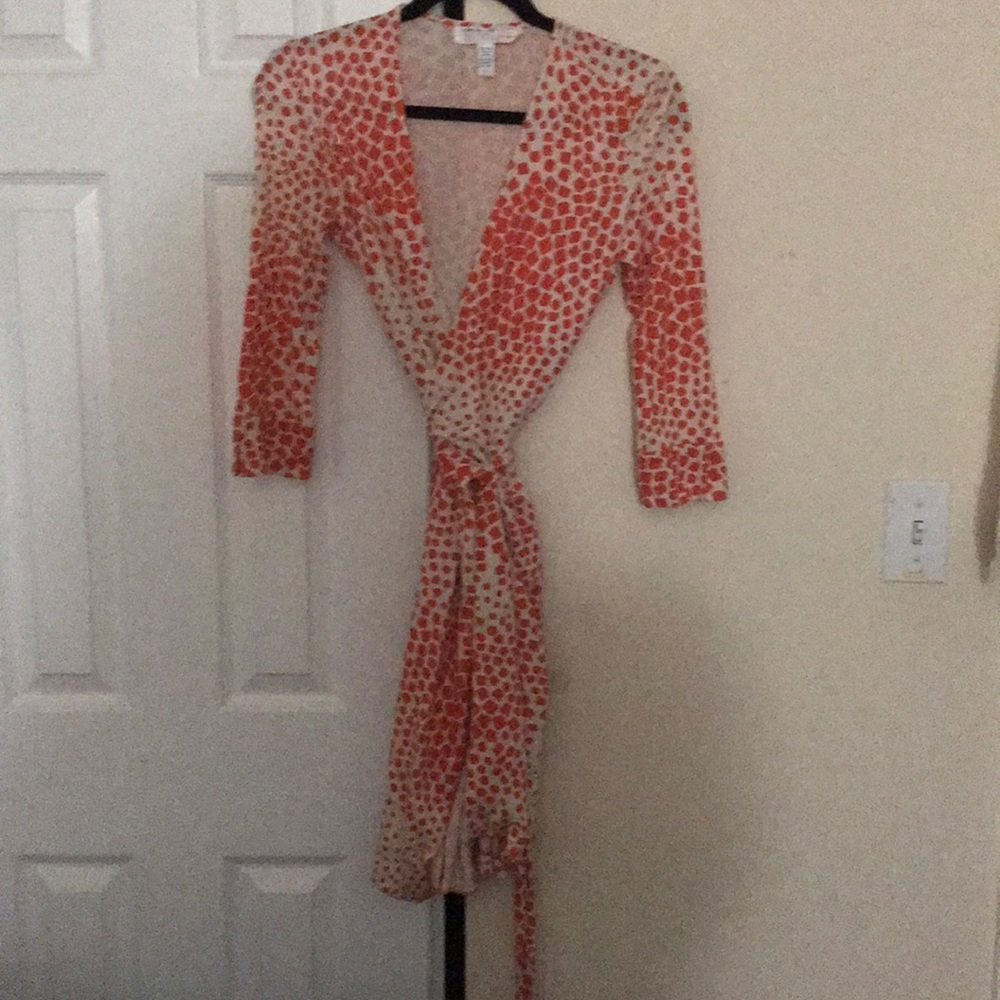 Diane von furstenberg vintage orange wrap dress